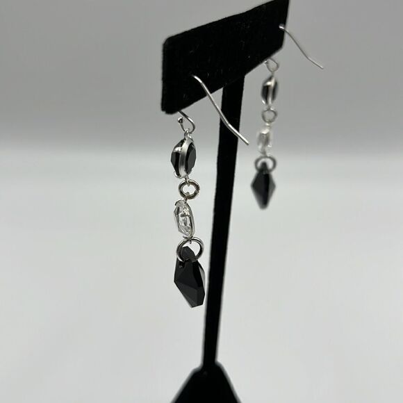 3 Tier Swarovski Octagon Earrings with Sterling Silver Embellishments - Picture 5 of 7